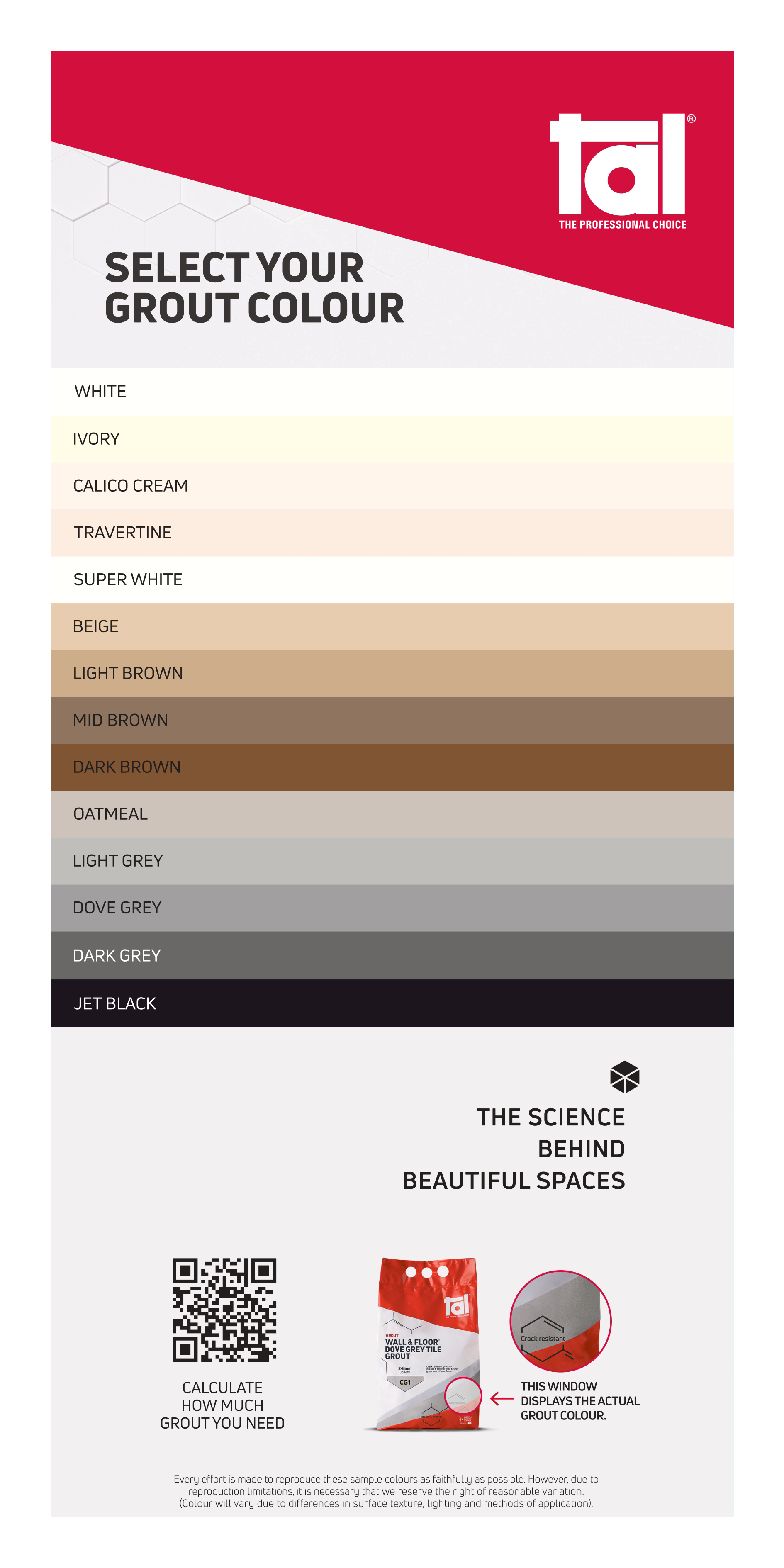 tal grout colour selection chart